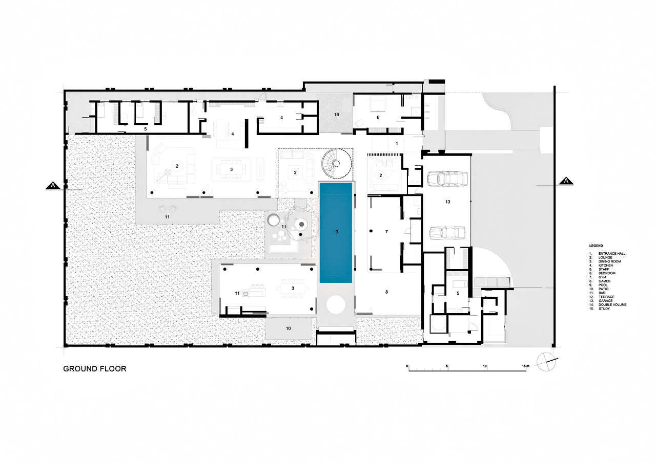 Plan du rez-de-chaussée – 6e 1448 Résidence Houghton ZM – Johannesburg, Gauteng, Afrique du Sud