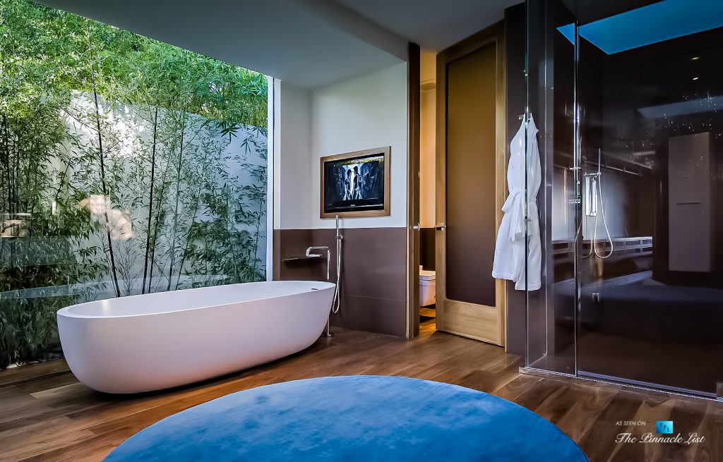 Nature-Infused Luxury Bathroom - Matthew Perry Residence - 9010 Hopen Place, Los Angeles, CA, USA
