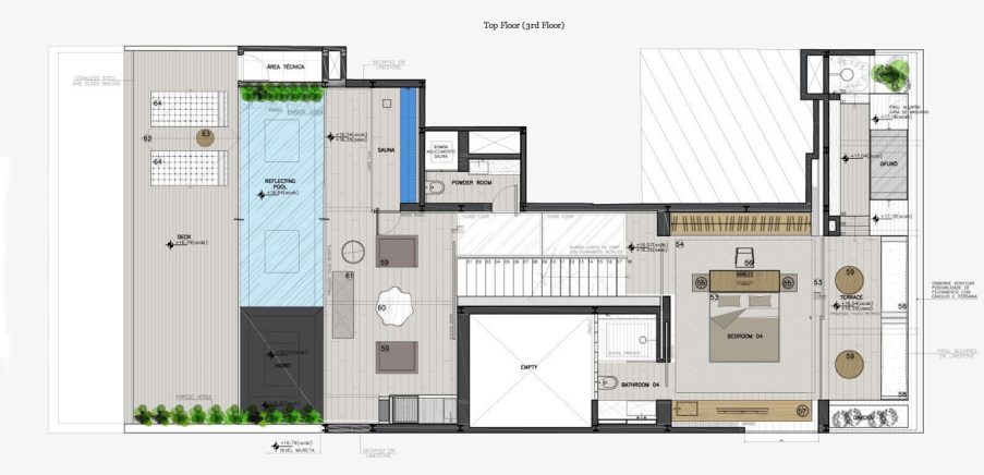 Top Floor Plan - Casa Urca Luxury Penthouse - Rio de Janeiro, Brazil