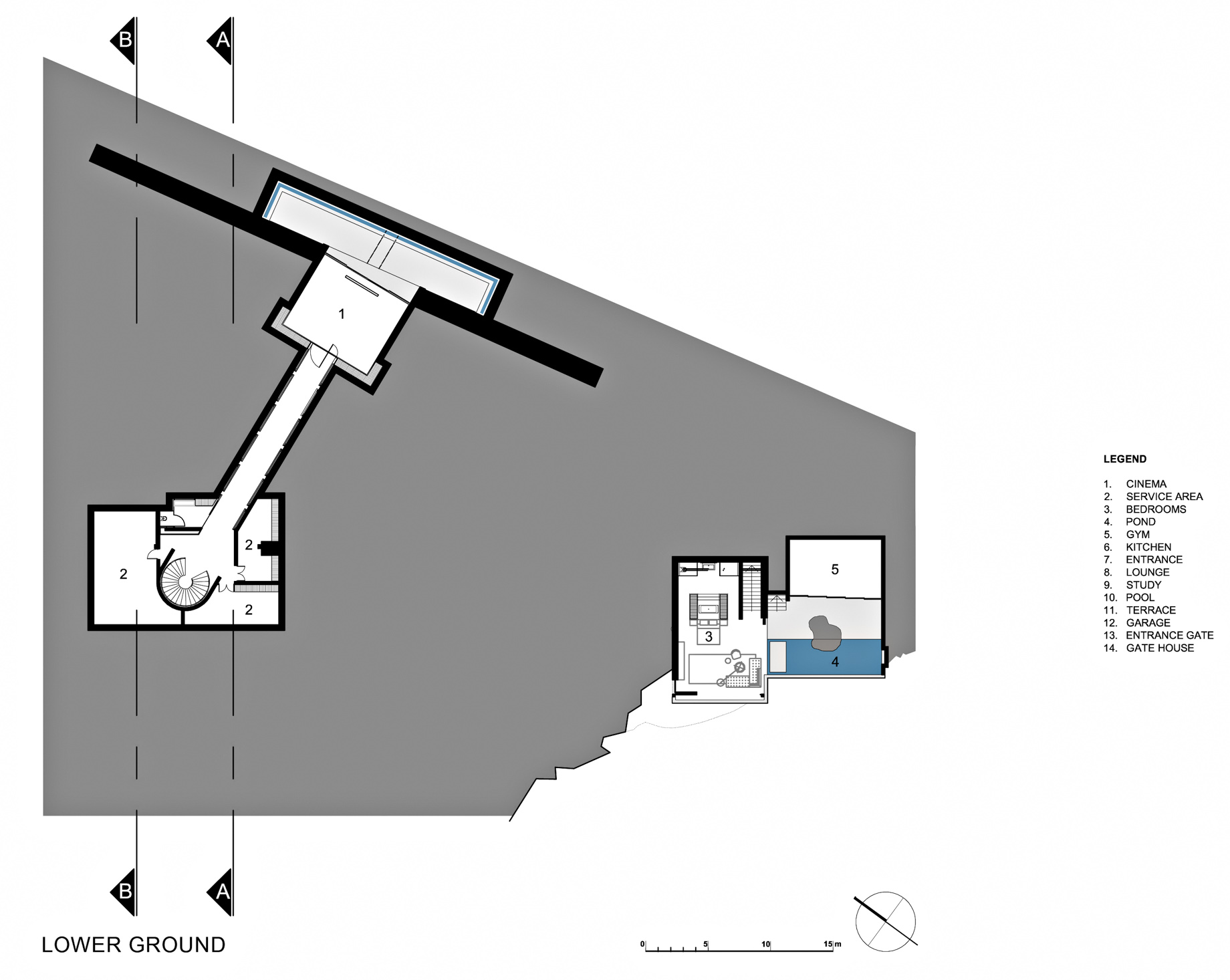 Lower Ground Floor Plan – Dakar Sow Residence – Dakar, Senegal