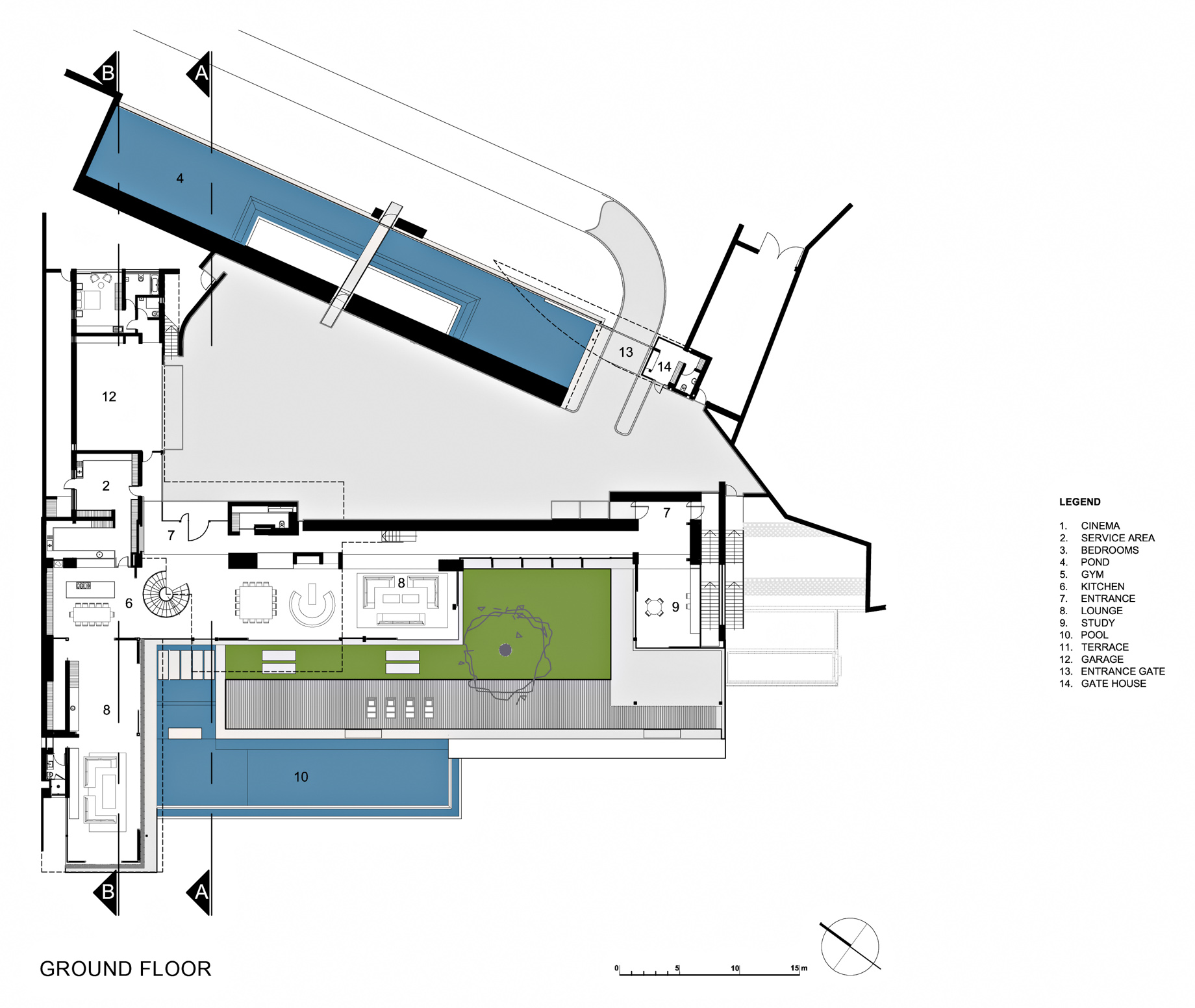 Ground Floor Plan – Dakar Sow Residence – Dakar, Senegal