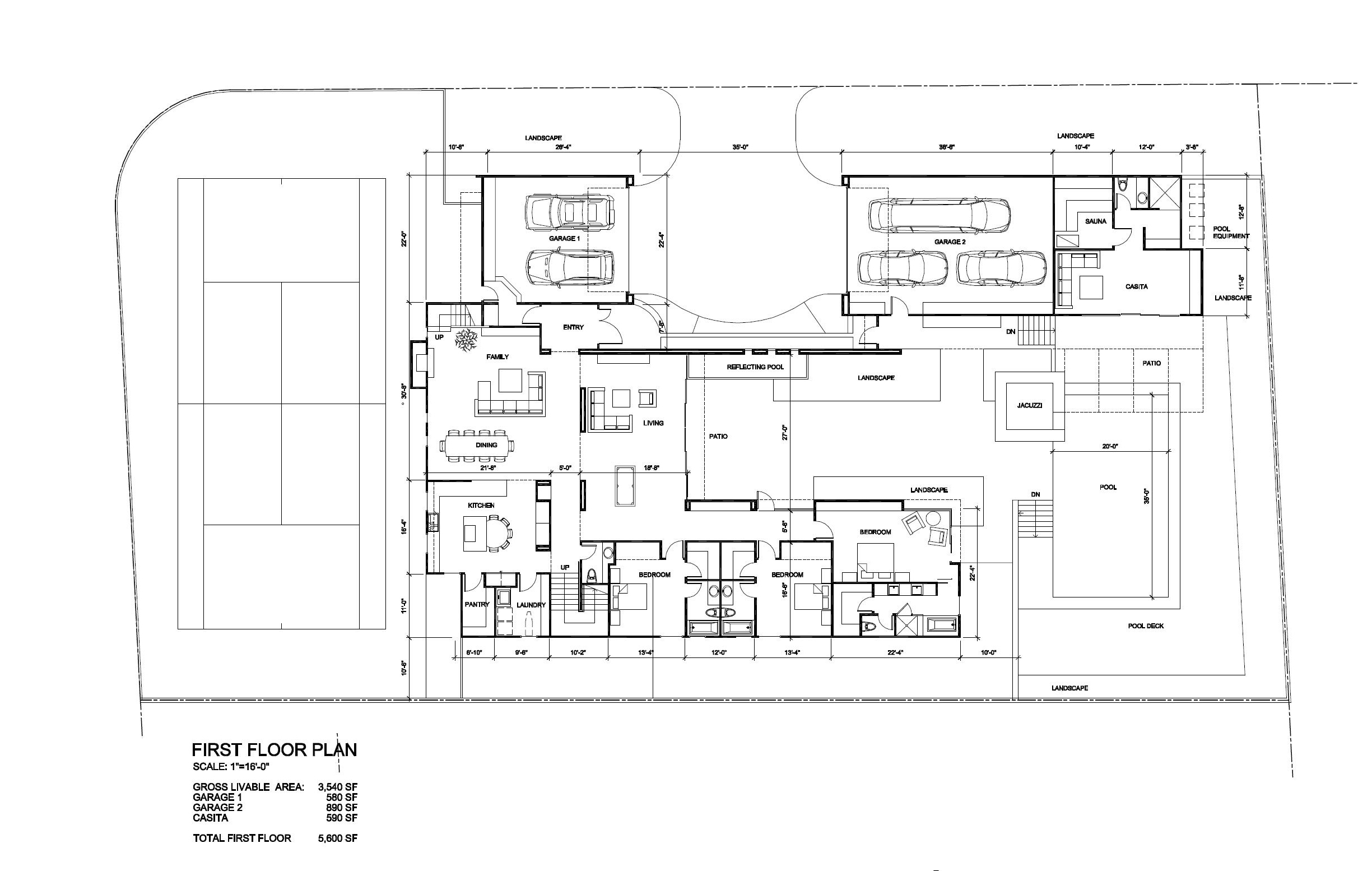 First Floor Plan – Tenaya Residence – 1640 S Tenaya Way, Las Vegas, NV, USA