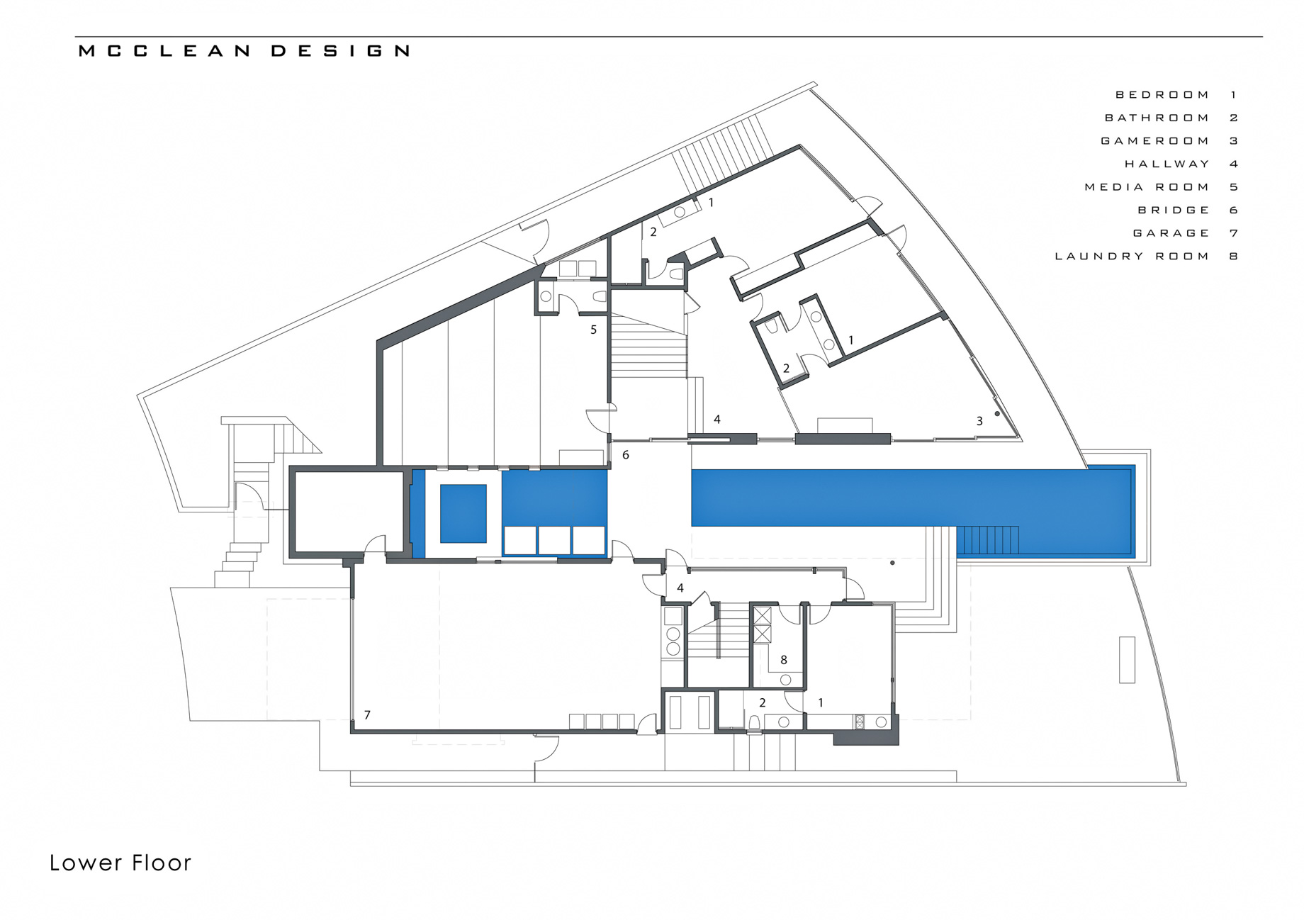 Lower Floor Plan – DJ Avicii Hollywood Home – 1474 Blue Jay Way, Los Angeles, CA, USA