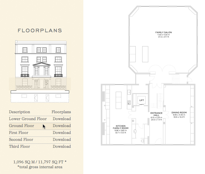 Floor Plans – Lethbridge House – 20 Cornwall Terrace, Marylebone, London, England, UK