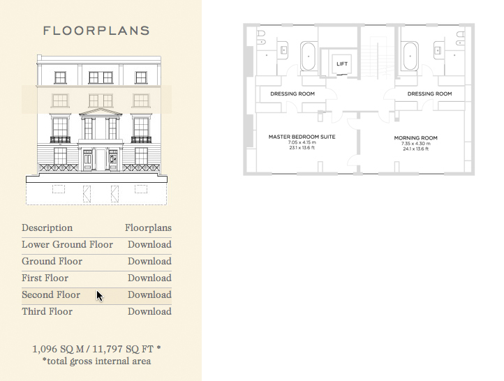 Floor Plans – Lethbridge House – 20 Cornwall Terrace, Marylebone, London, England, UK