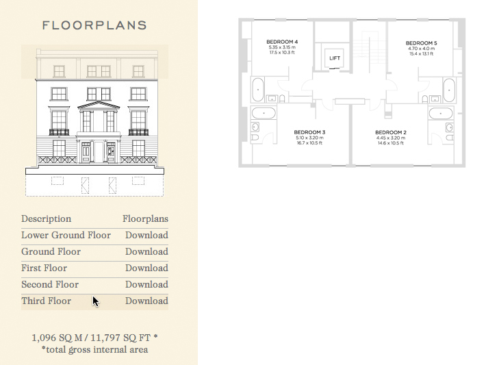 Floor Plans – Lethbridge House – 20 Cornwall Terrace, Marylebone, London, England, UK