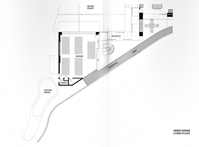 Guest House - Lower Floor Plan - 1201 Laurel Way Residence - Beverly Hills, CA, USA