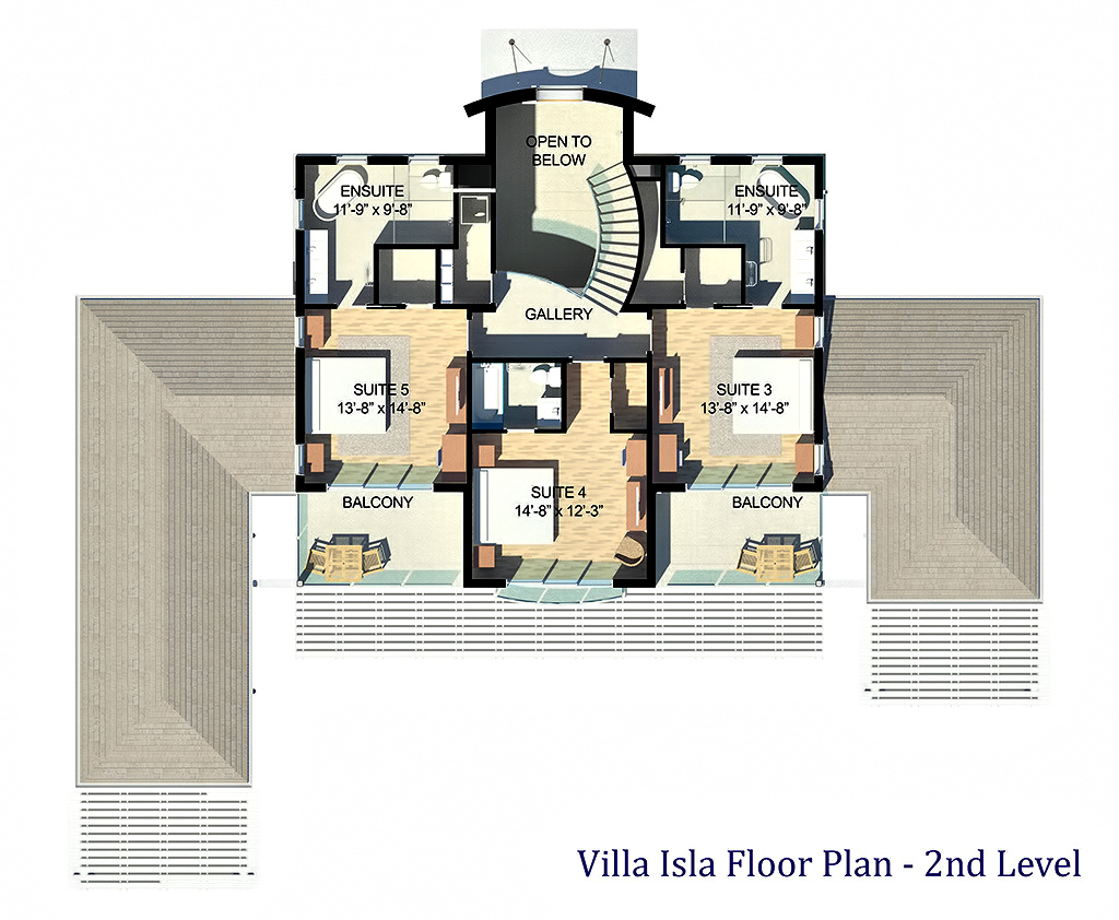 Second Level Floor Plan – Luxury Villa Isla – Providenciales, Turks and Caicos Islands