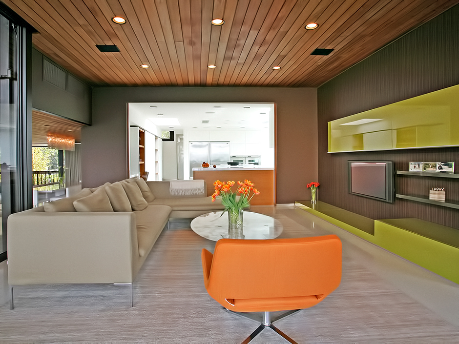 Kitchen and Living Room - Trousdale Estates Luxury Home - 630 Clifton Pl, Beverly Hills, CA, USA