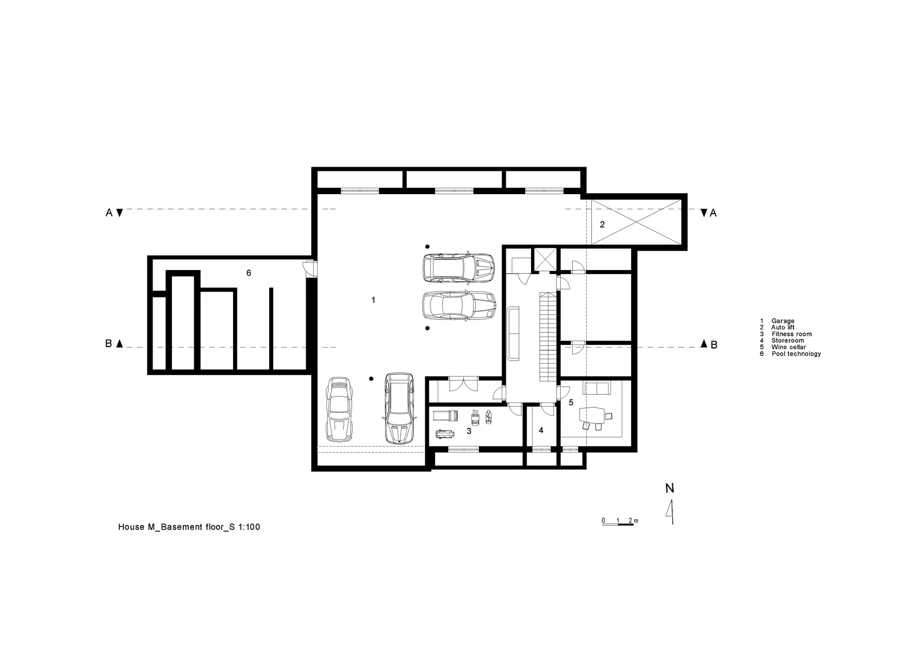 Basement Floor Plan – House M Luxury Residence – Merano, South Tyrol, Italy