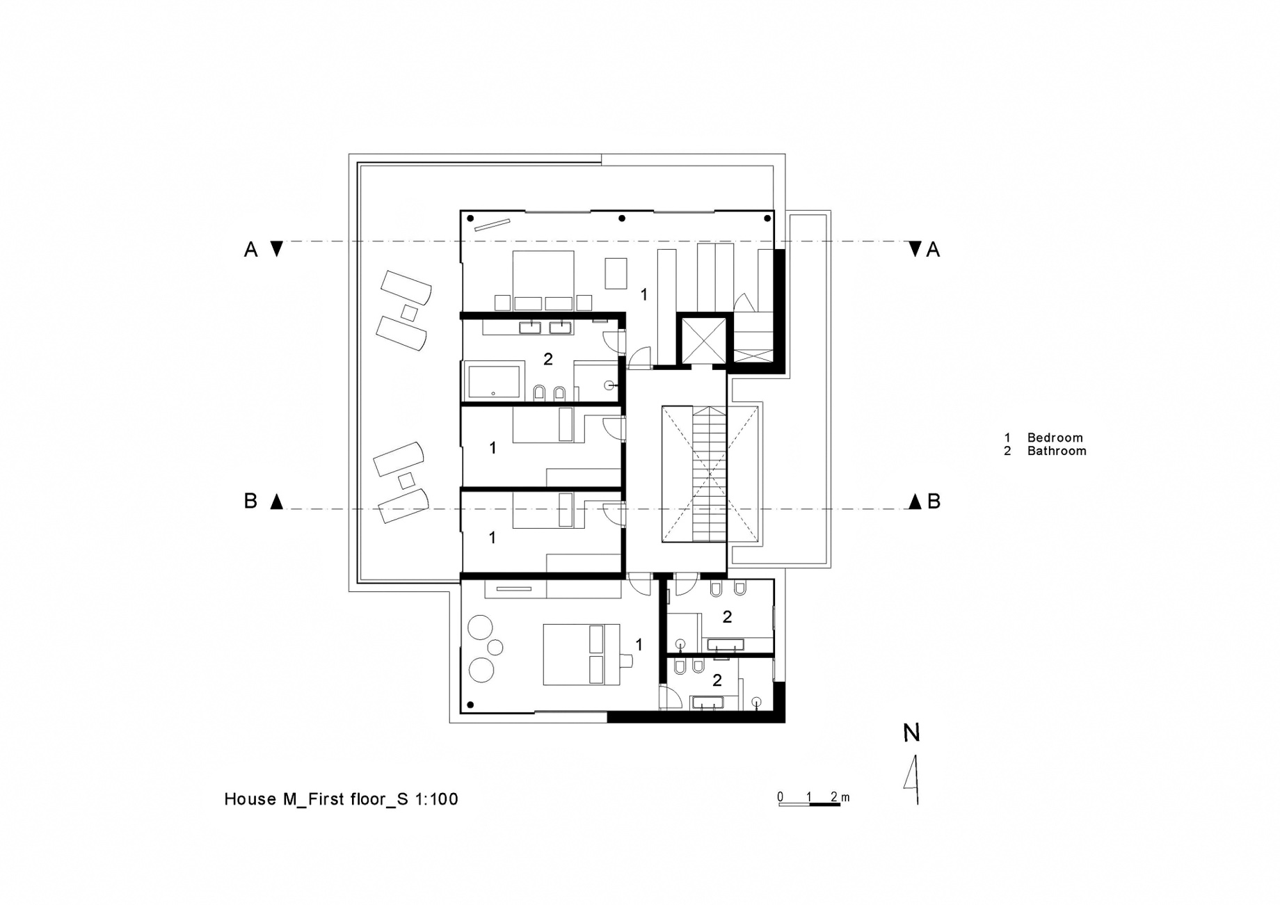 First Floor Plan - House M Luxury Residence - Merano, South Tyrol, Italy