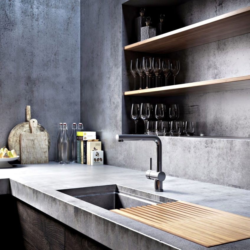 Kitchen - Ex Machina Film Inspires Architecture for a Writer's Modern Concrete Home Design