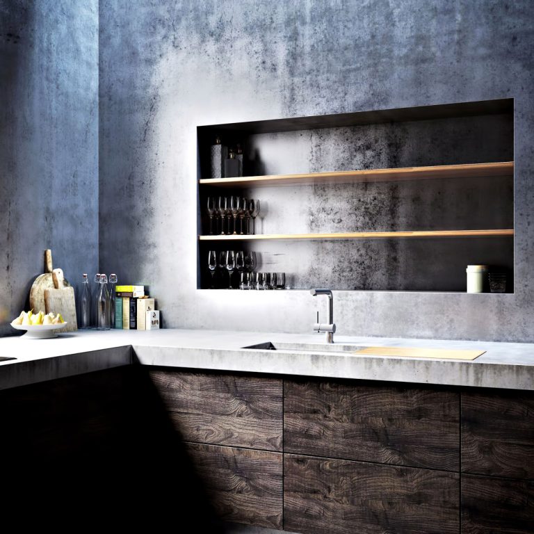 Kitchen – Ex Machina Film Inspires Architecture for a Writer’s Modern Concrete Home Design