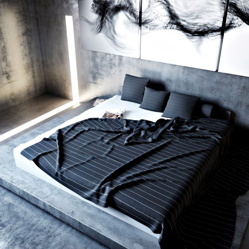 Bedroom - Ex Machina Film Inspires Architecture for a Writer's Modern Concrete Home Design