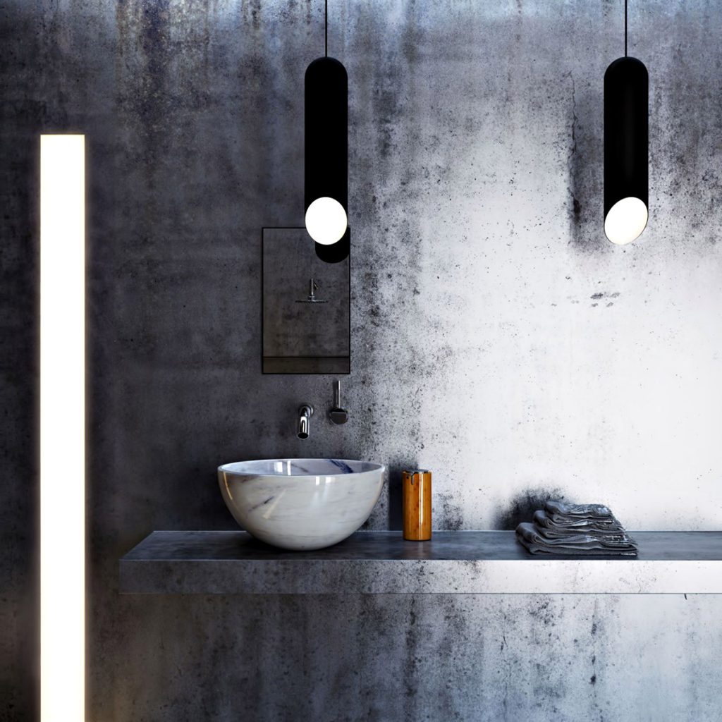 Bathroom - Ex Machina Film Inspires Architecture for a Writer's Modern Concrete Home Design