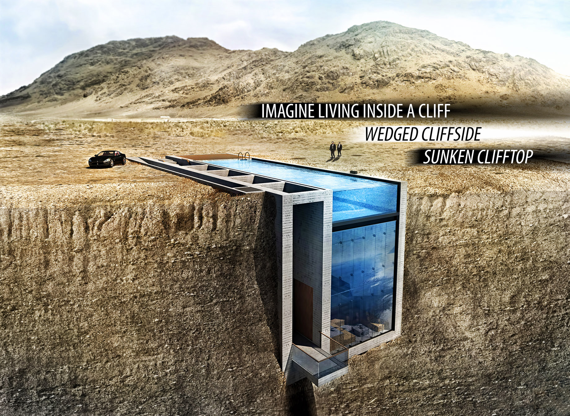 Imagine Living Inside a Cliff - Luxury Home Wedged Cliffside, Sunken Clifftop