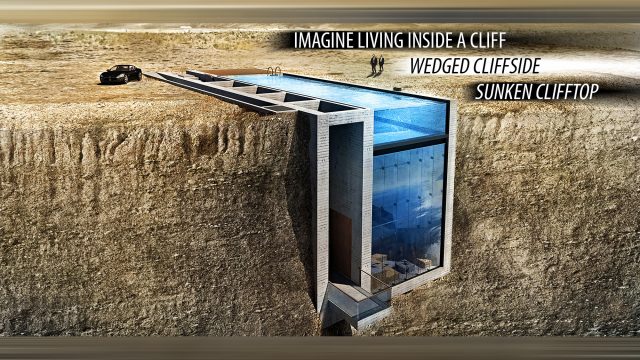 Imagine Living Inside a Cliff - Luxury Home Wedged Cliffside, Sunken Clifftop