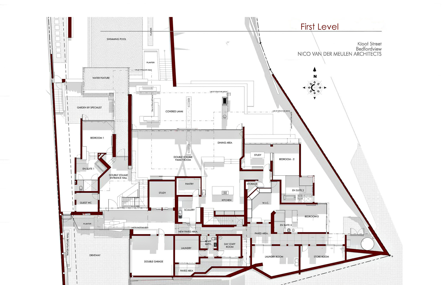 First Level Floor Plan - Kloof Ana House - Bedfordview, Gauteng, South Africa