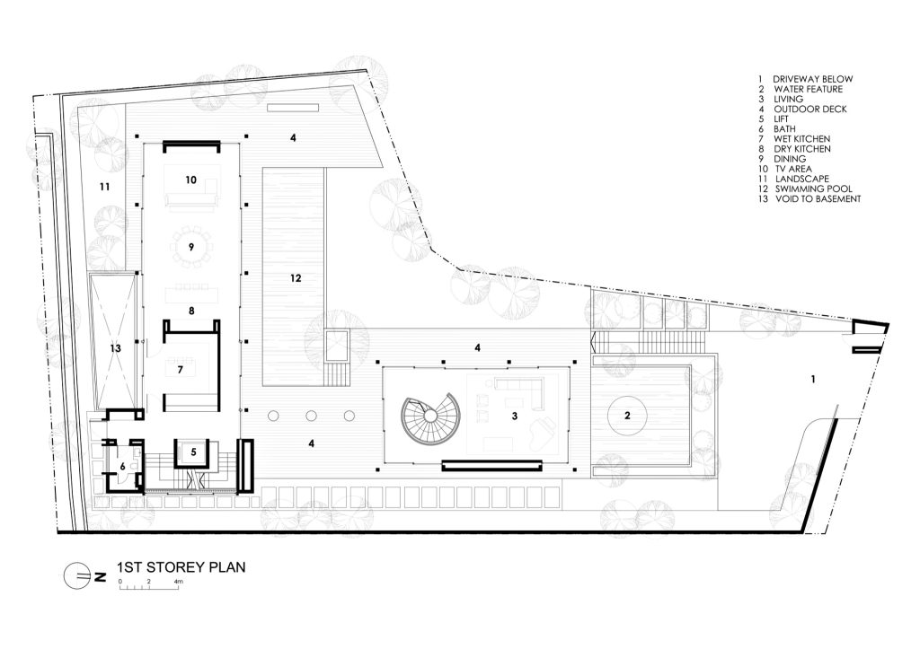 First Storey Floor Plan - Secret Garden House Luxury Residence - Bukit Timah, Singapore