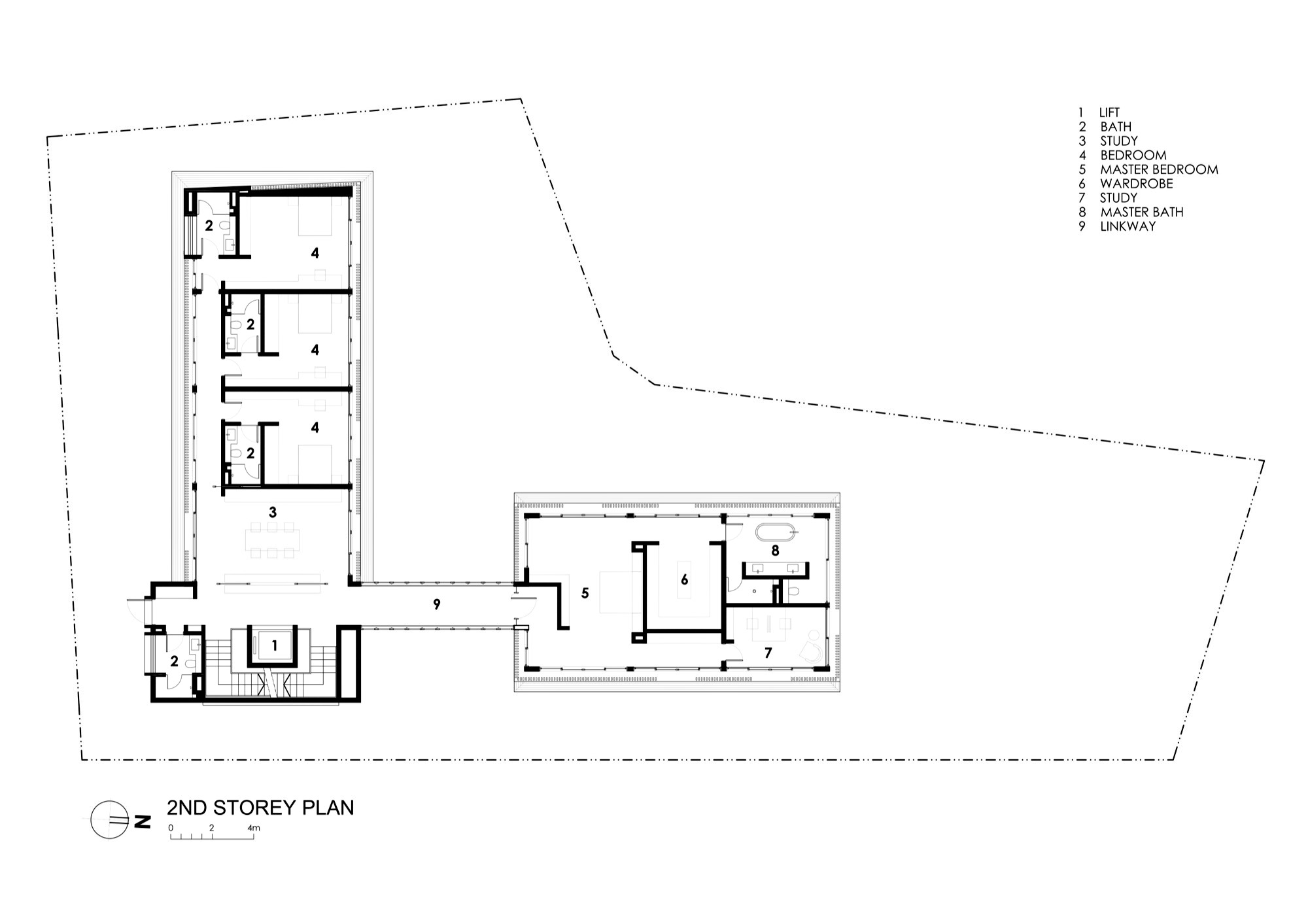 Second Storey Floor Plan - Secret Garden House Luxury Residence - Bukit Timah, Singapore