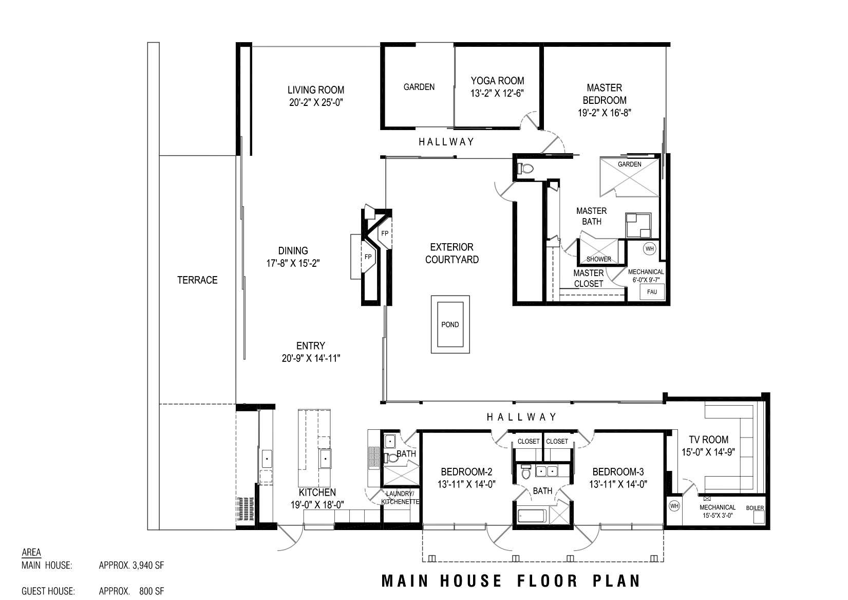 Main House Floor Plan - Toro Canyon House - 3660 Toro Canyon Park Rd, Montecito, CA, USA