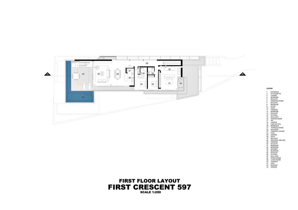First Floor Plan - Bond Luxury Villa - 8 First Crescent, Camps Bay, South Africa