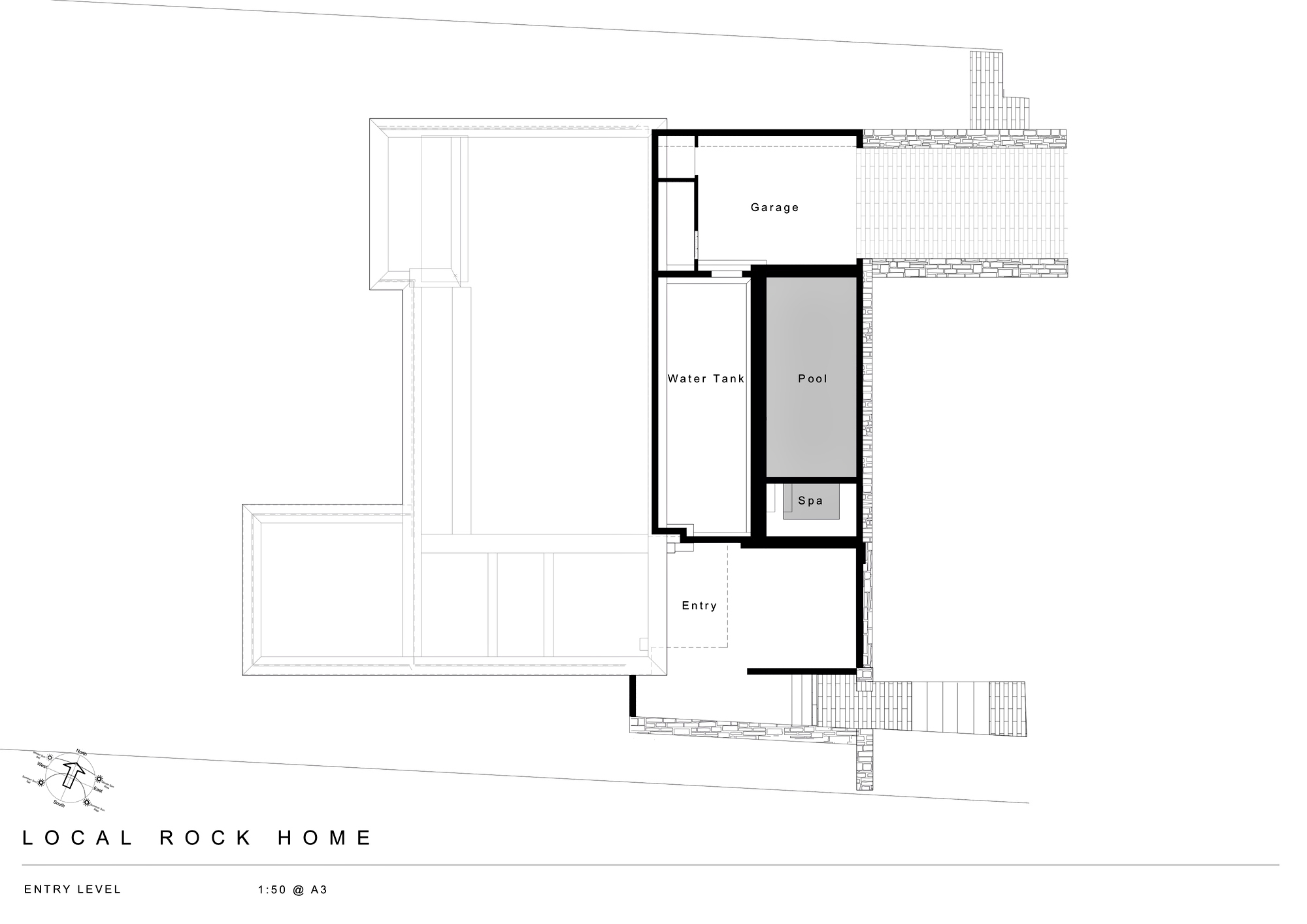 Entry Level Floor Plan - Local Rock House - Waiheke Island, Auckland, New Zealand