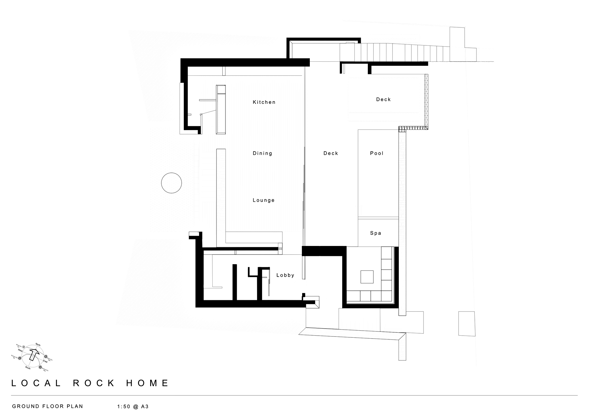 Ground Floor Plan – Local Rock House – Waiheke Island, Auckland, New Zealand