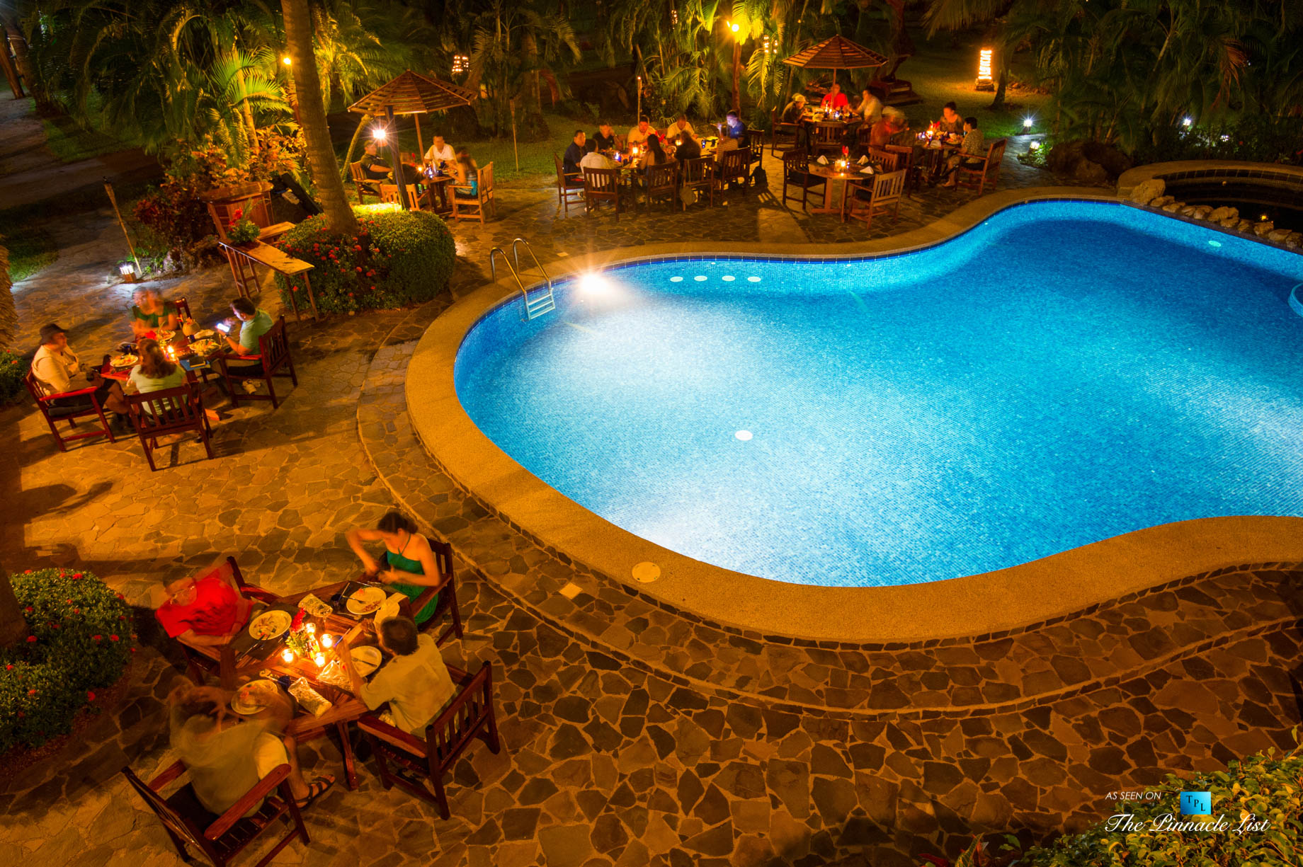 Tambor Tropical Beach Resort - Tambor, Puntarenas, Costa Rica - Poolside Restaurant Dining at Night