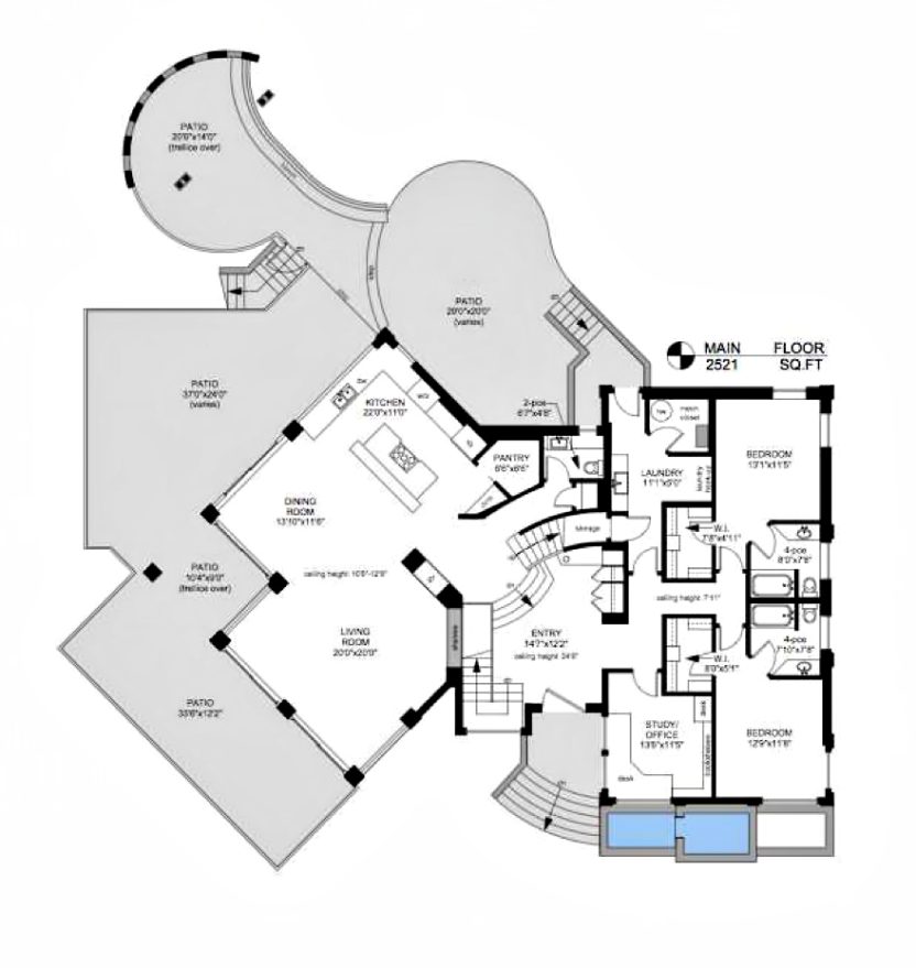 Main Floor Plan - Armada House Residence - Arbutus Rd, Victoria, BC, Canada