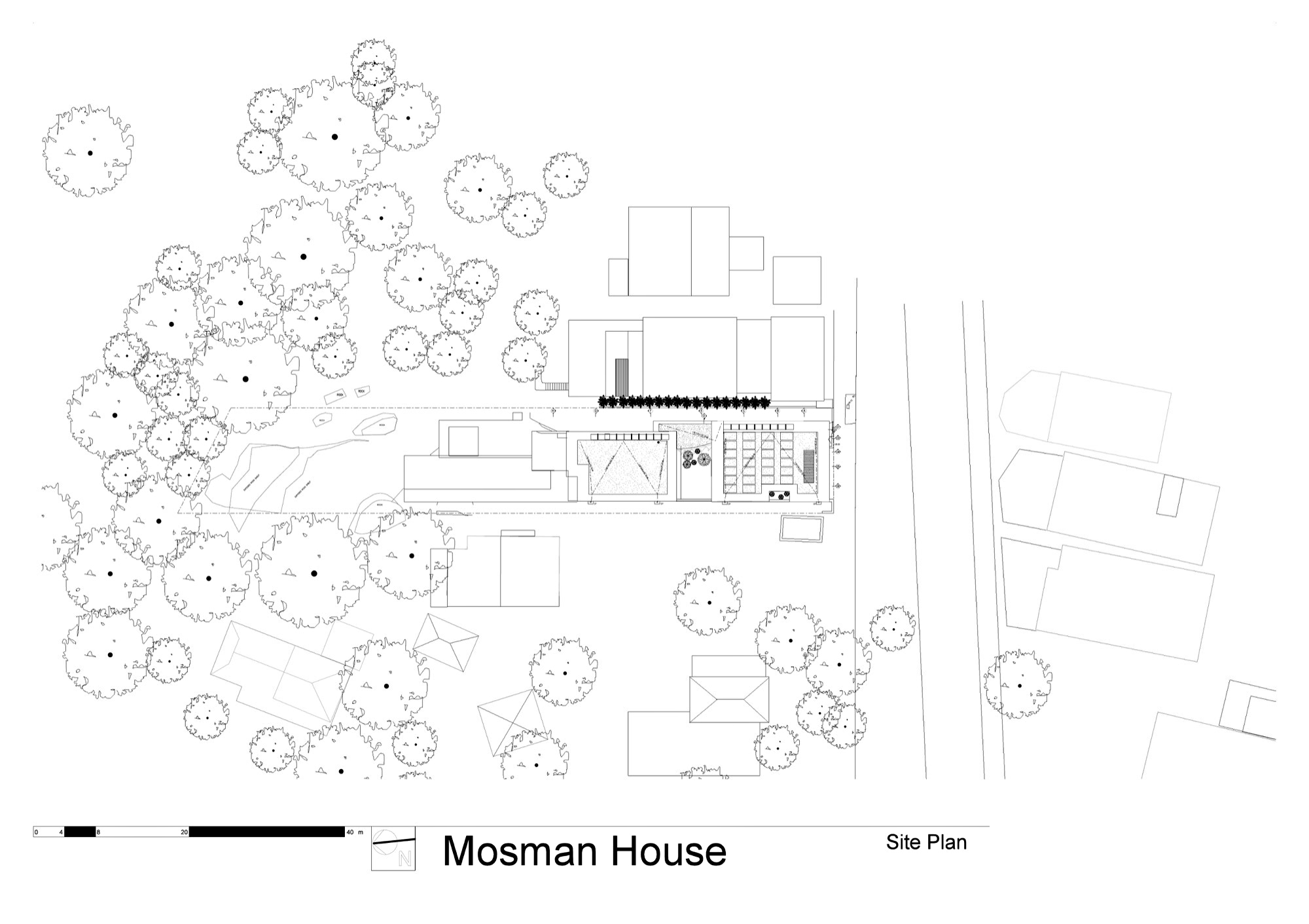 Site Plan – Kitchen Level Floor Plan – Mosman House Residence – Sydney, New South Wales, Australia