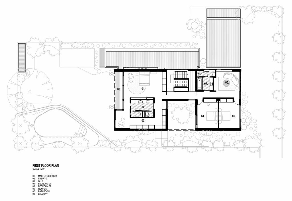 First Floor Plan - Hidden House Residence - Elsternwick, Melbourne, Victoria, Australia