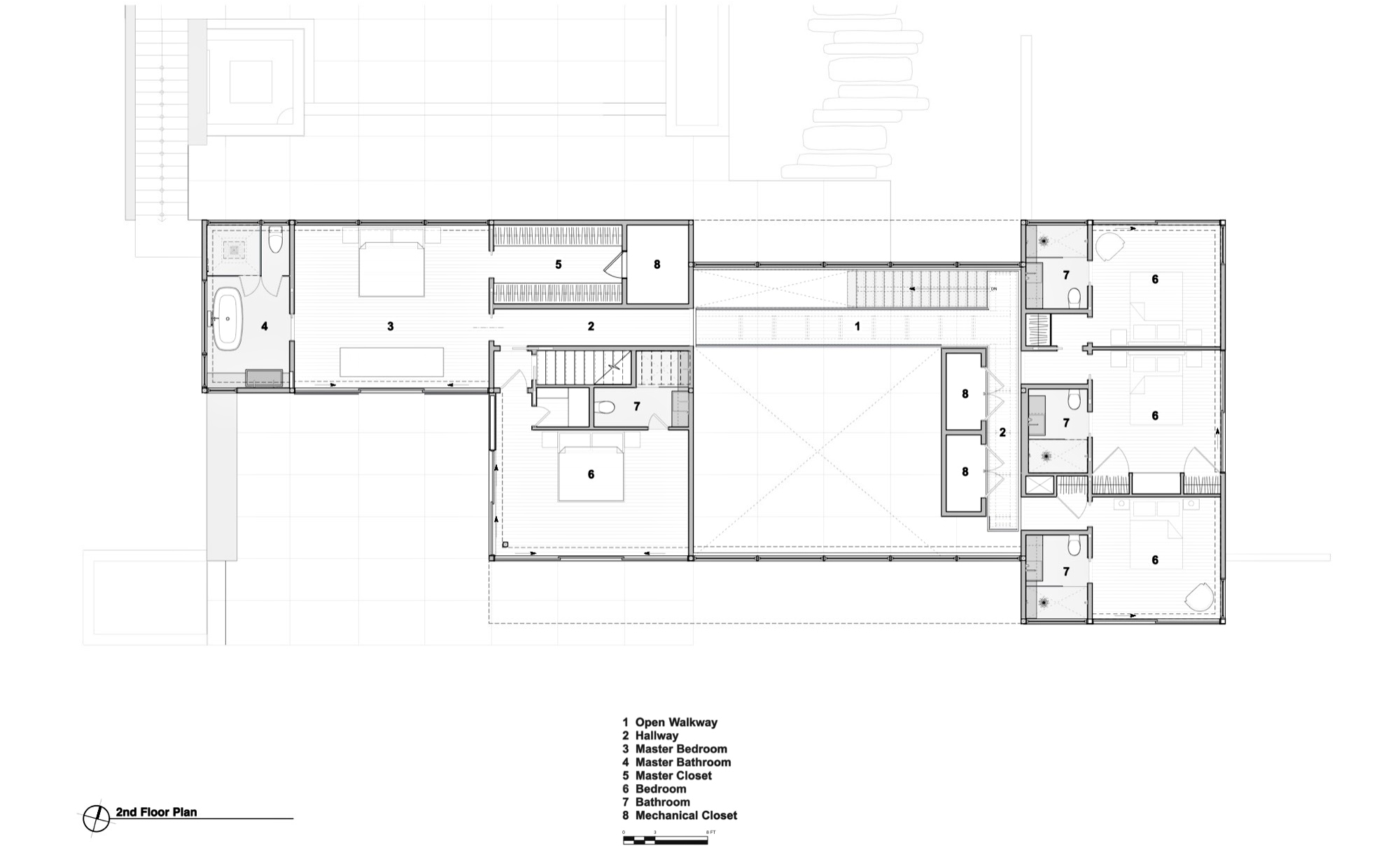 Second Floor Plan - Field House Residence - Fairfield Pond Ln, Sagaponack, NY, USA