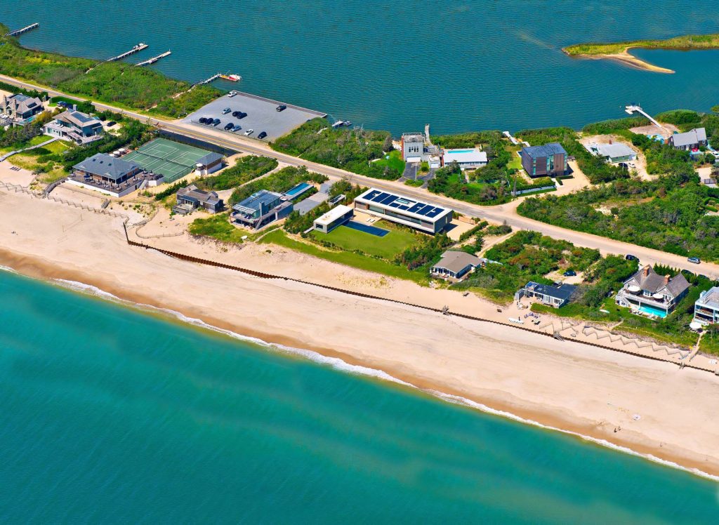 Aerial - Hamptons Luxury Modern - 1285 Flying Point Rd, Water Mill, NY, USA
