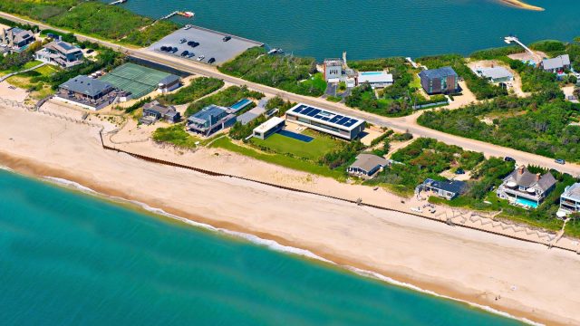 Aerial - Hamptons Luxury Modern - 1285 Flying Point Rd, Water Mill, NY, USA