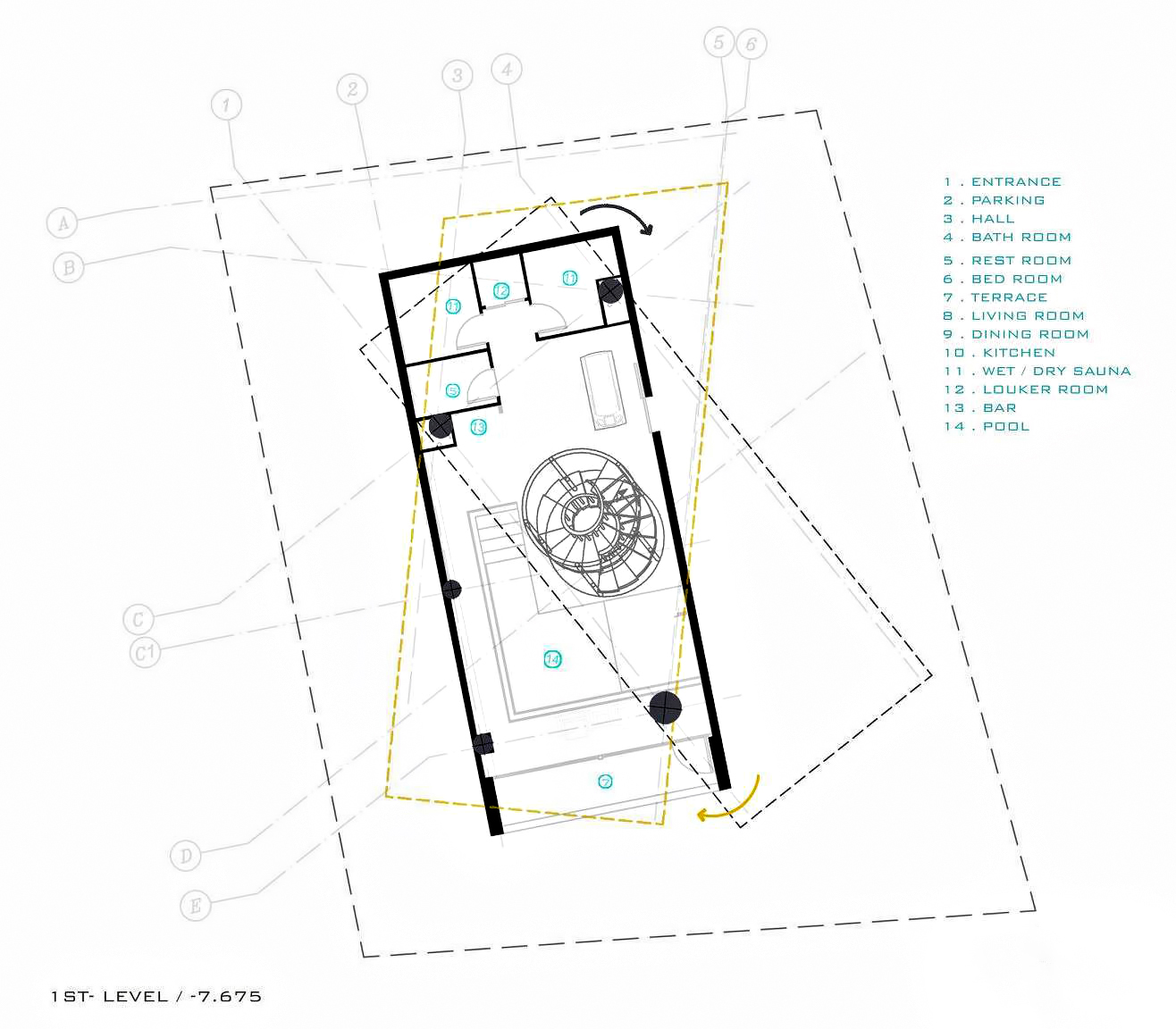 First Level Floor Plan – Three Views House Luxury Residence – Mosha, Tehran, Iran