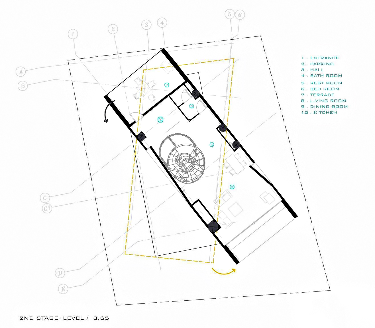 Second Level Floor Plan – Three Views House Luxury Residence – Mosha, Tehran, Iran