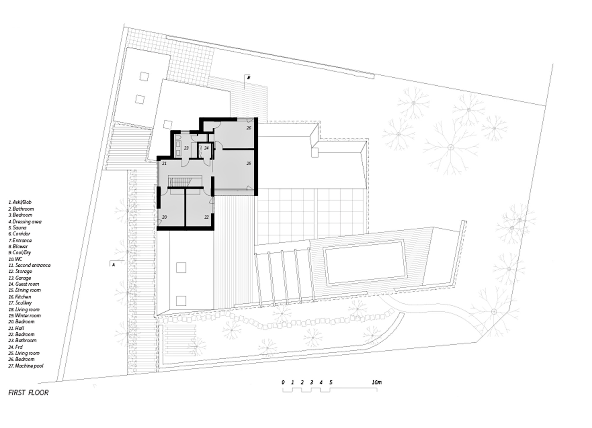 First Floor Plan - Villa J Residence - Sjovagen 7, Höllviken, Skåne, Sweden