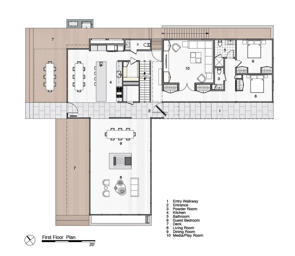 First Floor Plan - Peconic Bay Residence - Clearview Dr, Sag Harbor, NY, USA