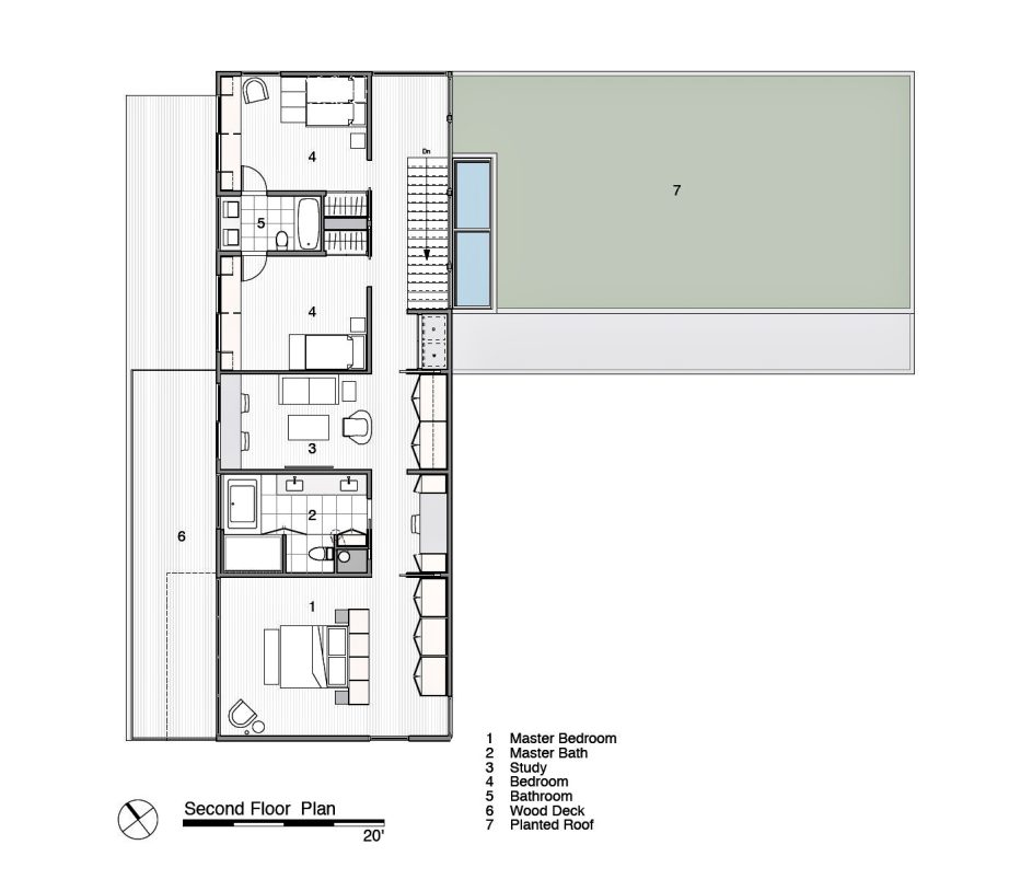 Second Floor Plan - Peconic Bay Residence - Clearview Dr, Sag Harbor, NY, USA