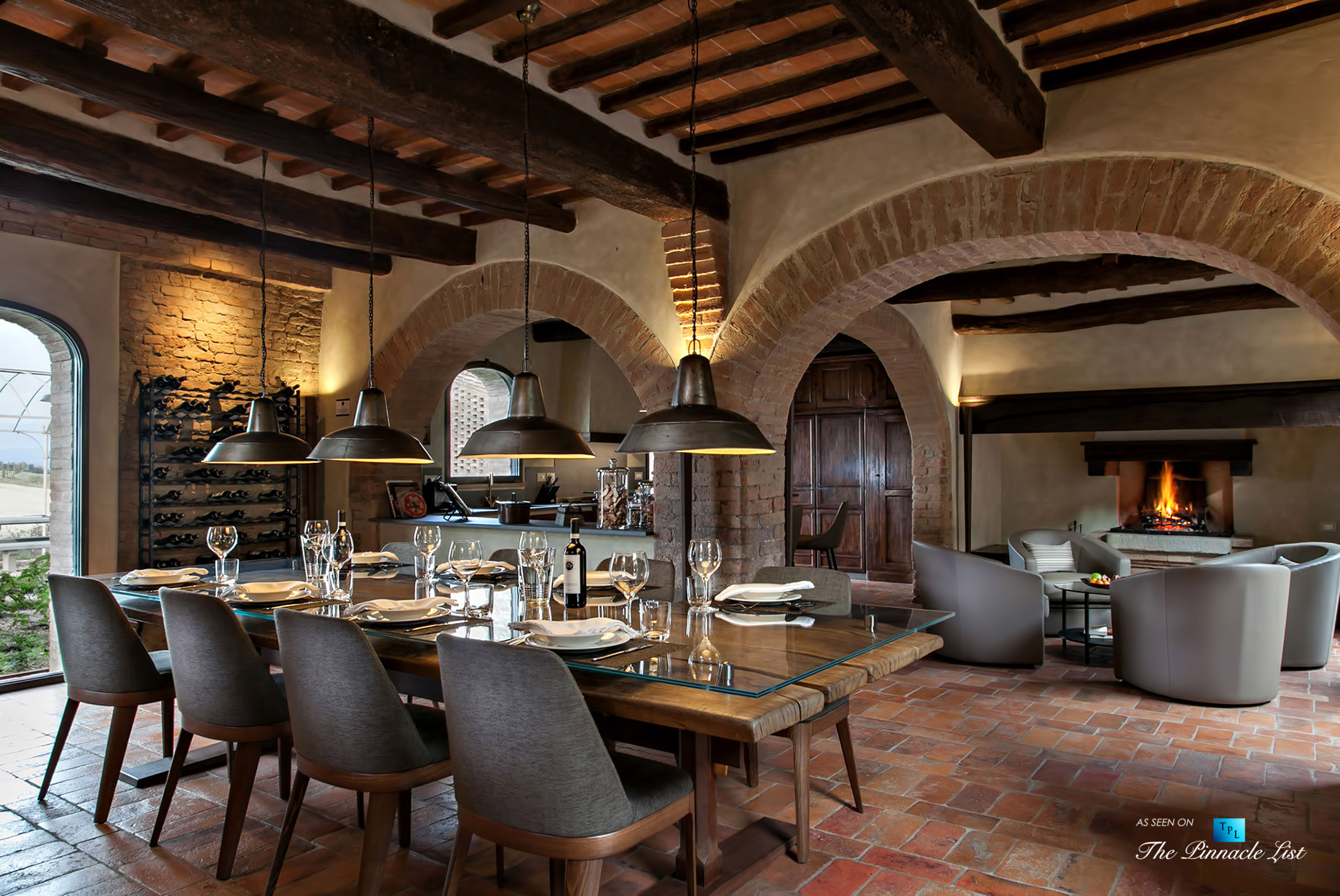 Podere Paníco Estate – Monteroni d’Arbia, Tuscany, Italy – Dining Room and Kitchen – Luxury Real Estate – Tuscan Villa