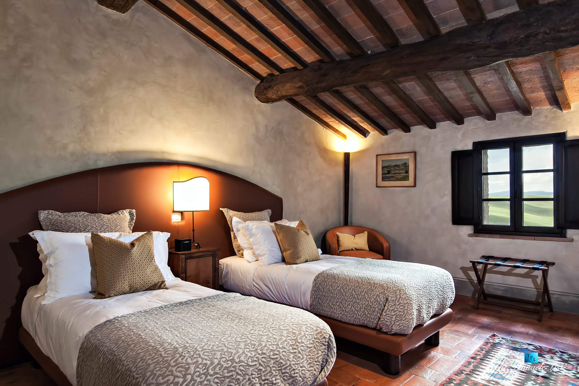 Podere Paníco Estate – Monteroni d’Arbia, Tuscany, Italy – Bedroom Window View – Luxury Real Estate – Tuscan Villa