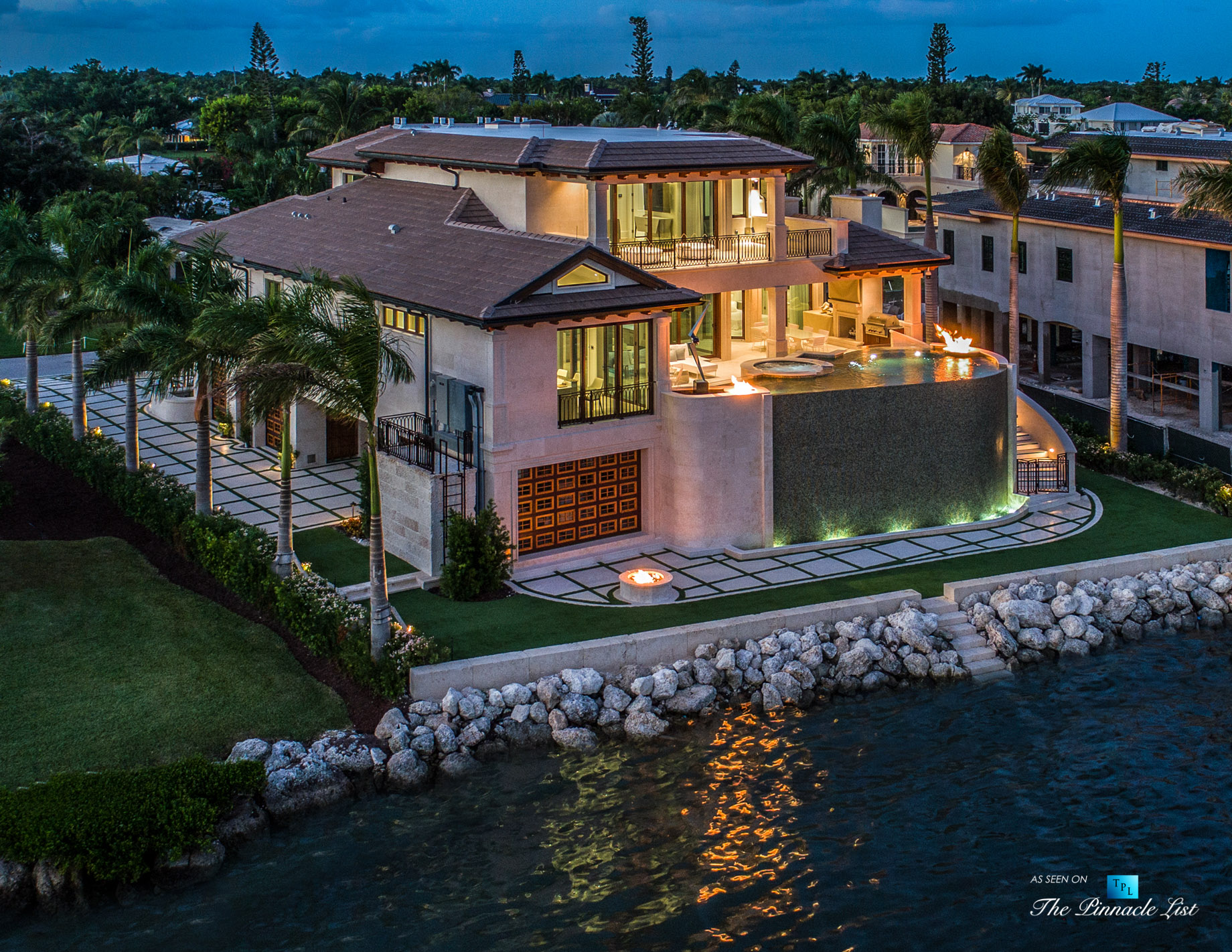 103 Andros Rd, Key Largo, FL, USA – Oceanfront Mansion at Night – Luxury Real Estate – Ocean Reef Club Home