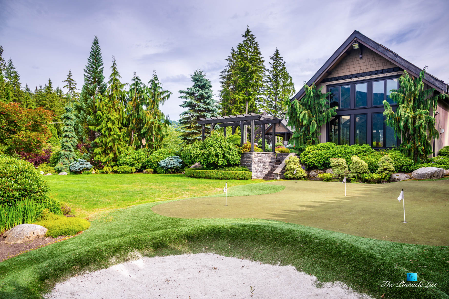3053 Anmore Creek Way, Anmore, BC, Canada – Backyard Golf Putting Green Sand Trap Landscaping – Luxury Real Estate – Greater Vancouver Home