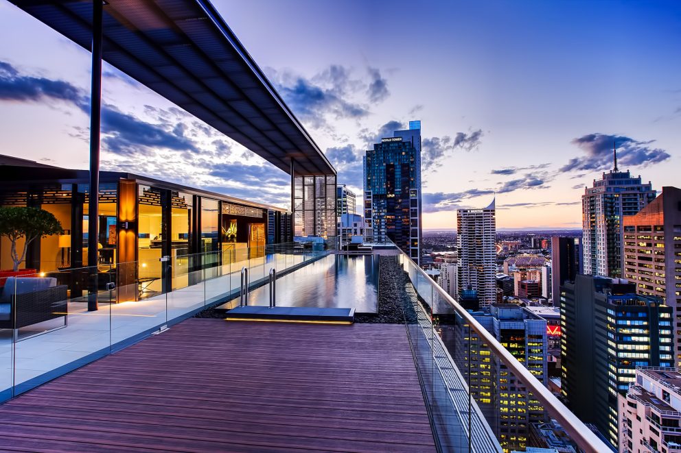 The Penthouse View from the Luxury Hyde Apartment Building in Sydney, Australia