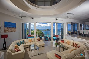 Akasha Luxury Caribbean Villa - Cap Estate, St. Lucia - Living Room View Overlooking Infinity Pool - Luxury Real Estate - Premier Oceanview Home