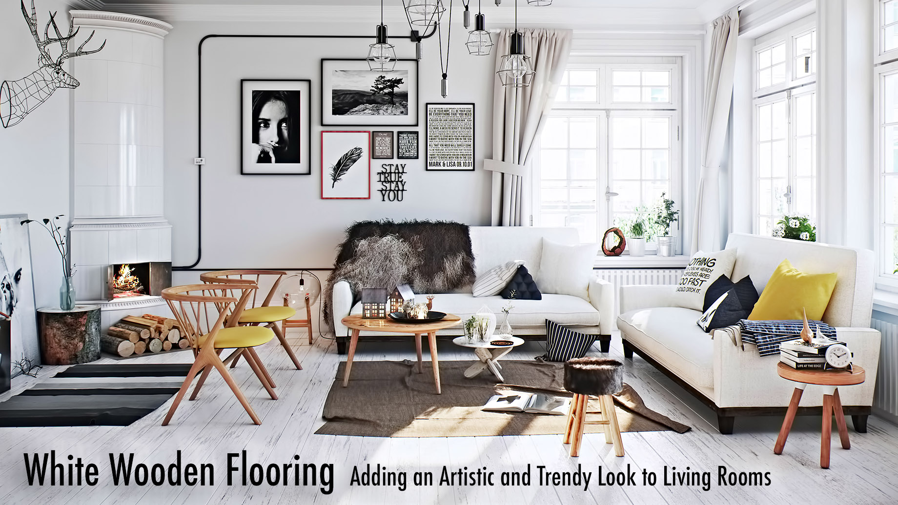 White Wooden Flooring Adding An Artistic And Trendy Look