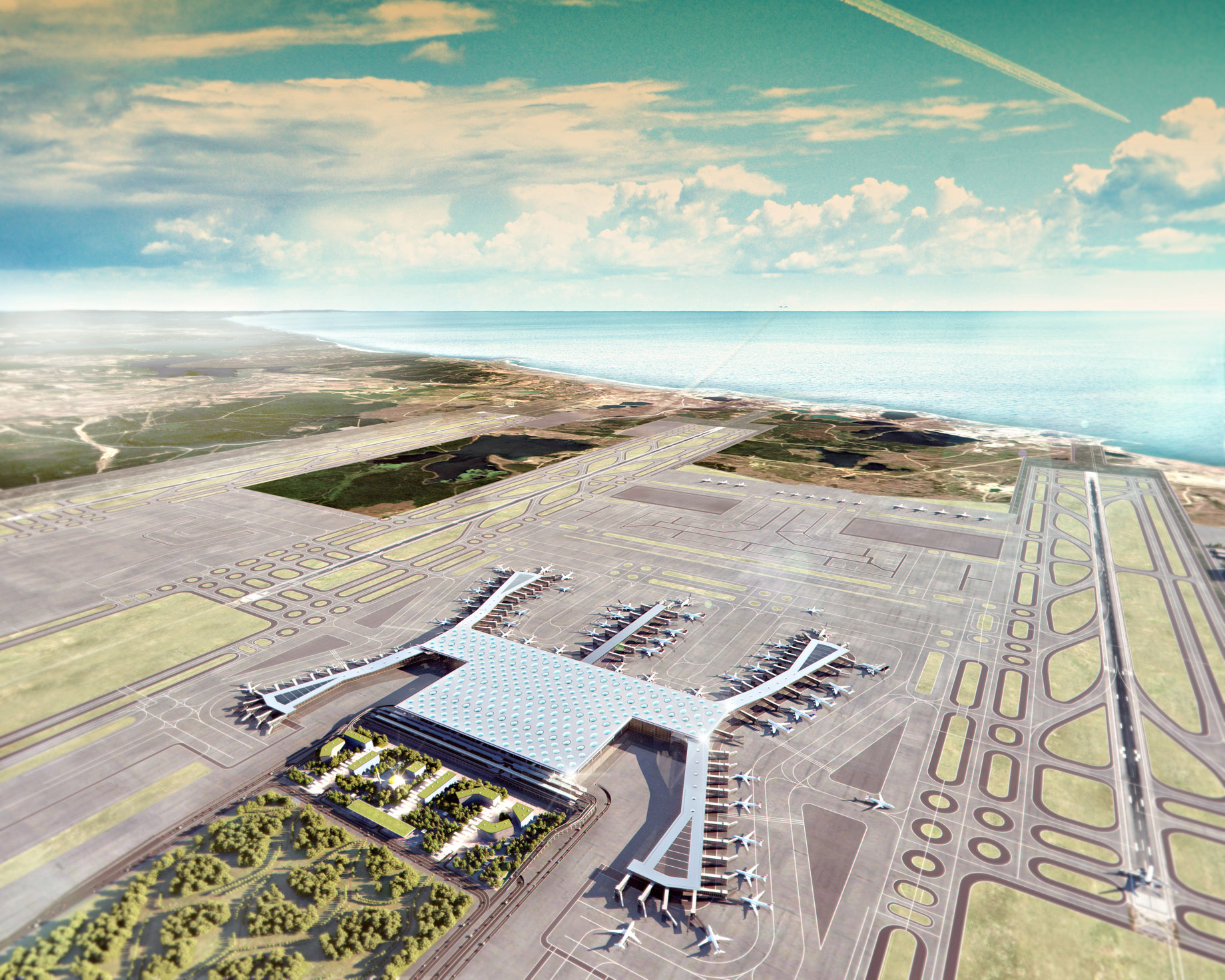 Aerial View – New International Airport in Istanbul, Turkey will be a Modern Architectural Masterpiece