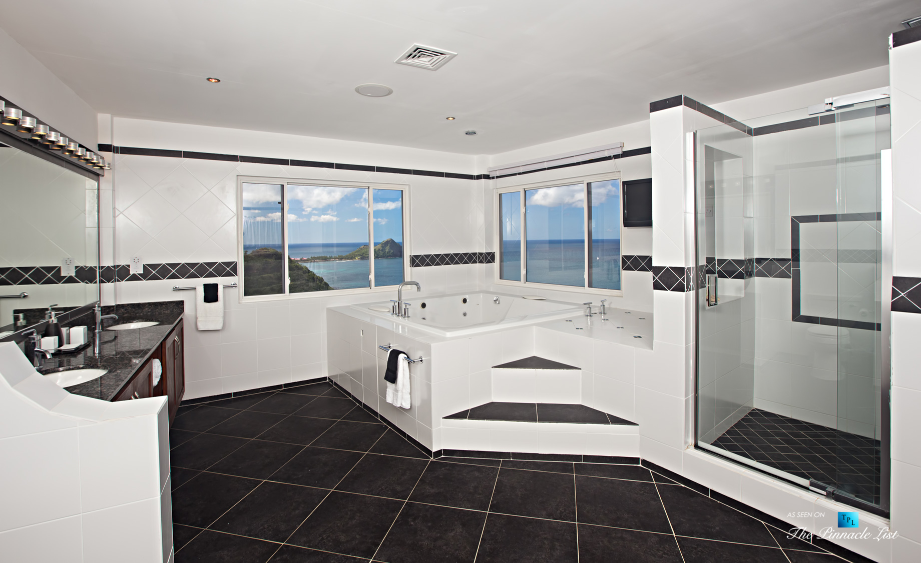 Akasha Luxury Caribbean Villa – Cap Estate, St. Lucia – Master Bathroom – Luxury Real Estate – Premier Oceanview Home