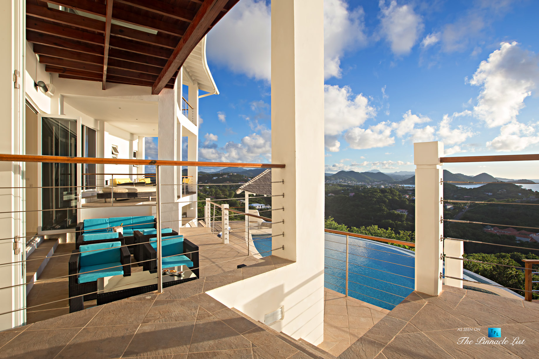 Akasha Luxury Caribbean Villa – Cap Estate, St. Lucia – Infinity Pool Deck View – Luxury Real Estate – Premier Oceanview Home